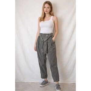 ZARA Women's High Waisted Utility Cargo Tapered Gray Pants Size XS